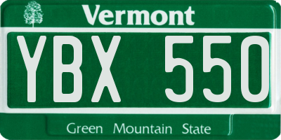 VT license plate YBX550
