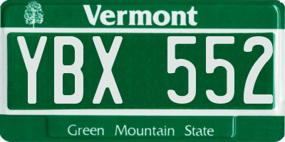 VT license plate YBX552