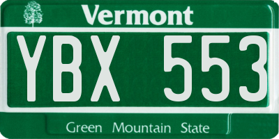 VT license plate YBX553
