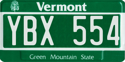 VT license plate YBX554