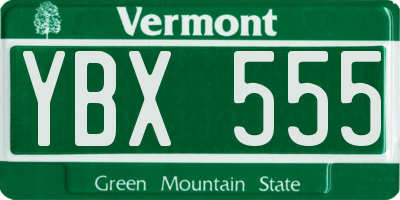 VT license plate YBX555