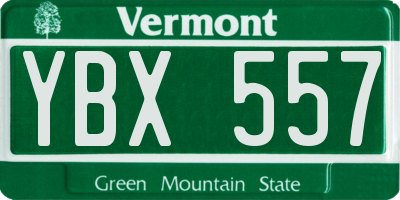 VT license plate YBX557