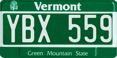 VT license plate YBX559