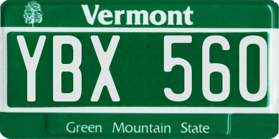 VT license plate YBX560