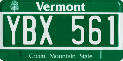 VT license plate YBX561