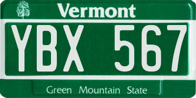 VT license plate YBX567