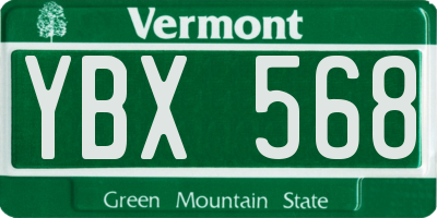 VT license plate YBX568