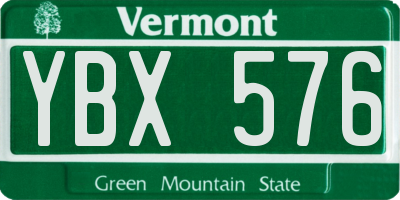 VT license plate YBX576