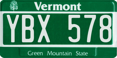 VT license plate YBX578