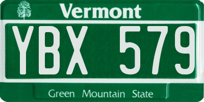 VT license plate YBX579