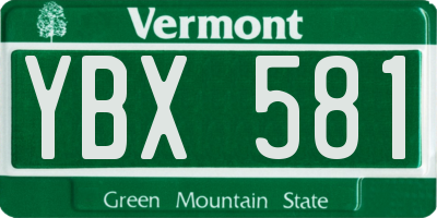 VT license plate YBX581