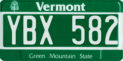 VT license plate YBX582