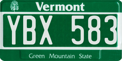VT license plate YBX583