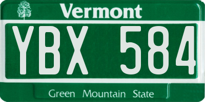 VT license plate YBX584