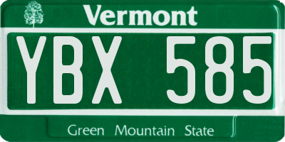 VT license plate YBX585