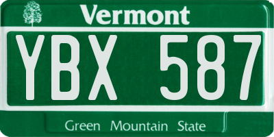 VT license plate YBX587