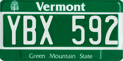 VT license plate YBX592