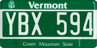 VT license plate YBX594