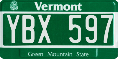 VT license plate YBX597