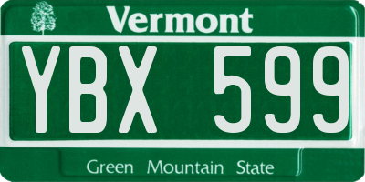 VT license plate YBX599