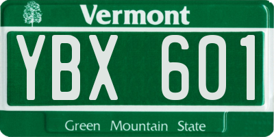 VT license plate YBX601