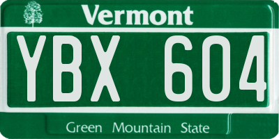 VT license plate YBX604