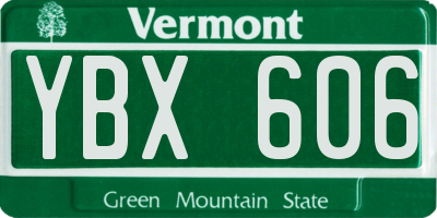 VT license plate YBX606