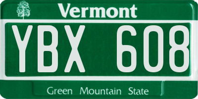 VT license plate YBX608
