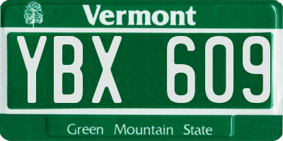 VT license plate YBX609