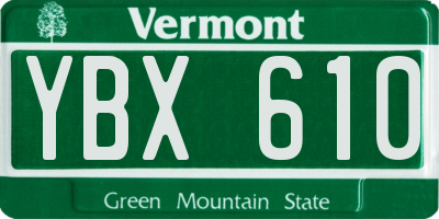 VT license plate YBX610