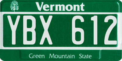 VT license plate YBX612
