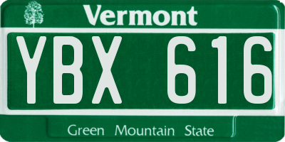 VT license plate YBX616