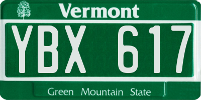 VT license plate YBX617