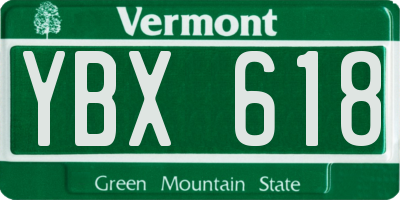 VT license plate YBX618