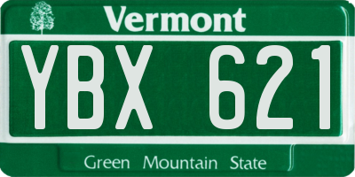 VT license plate YBX621