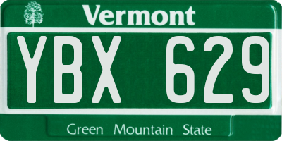 VT license plate YBX629