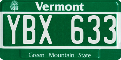 VT license plate YBX633