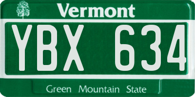 VT license plate YBX634