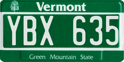VT license plate YBX635