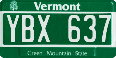 VT license plate YBX637