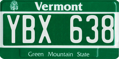 VT license plate YBX638