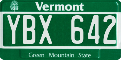 VT license plate YBX642