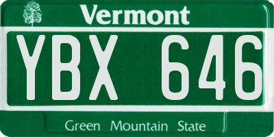 VT license plate YBX646
