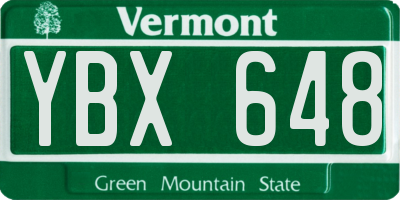 VT license plate YBX648