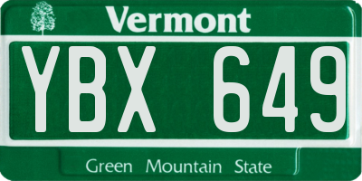 VT license plate YBX649