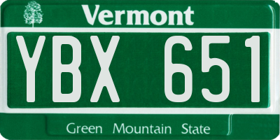 VT license plate YBX651