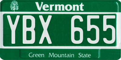 VT license plate YBX655