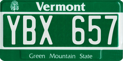VT license plate YBX657