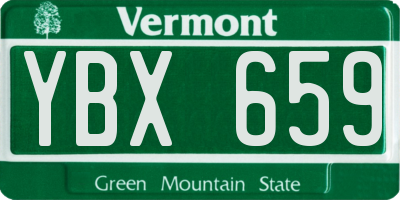 VT license plate YBX659