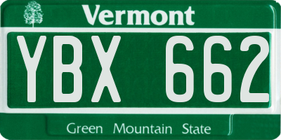 VT license plate YBX662